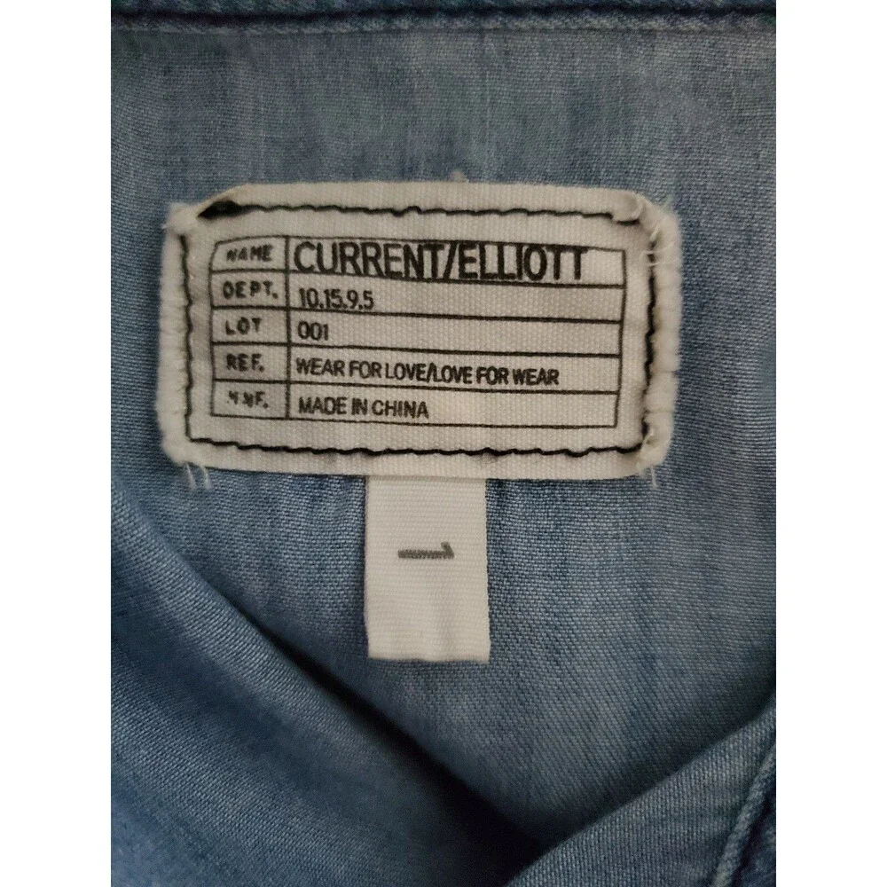 Current/Elliott $178 denim Sleeveless Top Perfect Blouse Hazy Days ombre sz S